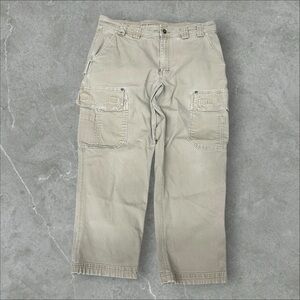 Duluth Trading Pants Mens 36x28 Tan Cargo Utility Flex Fire Hose Casual Khaki‎